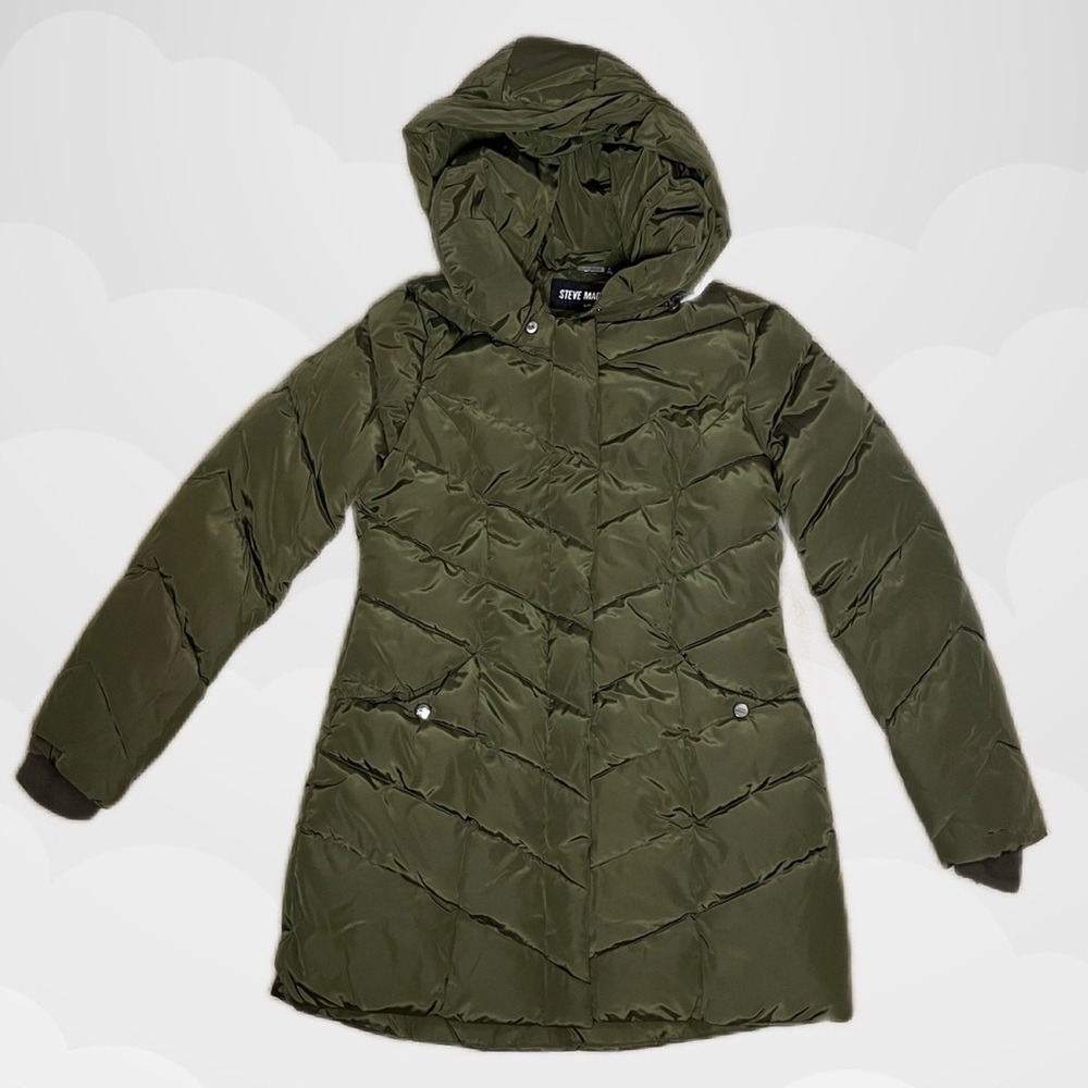 Steve Madden - Long Chevron Outerwear Puffer Jacket